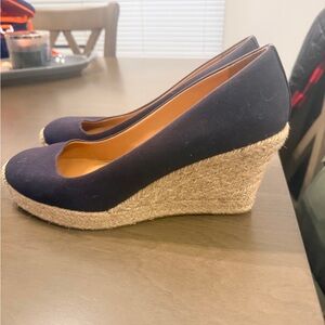 J. Crew Factory Navy Wedge Espadrilles